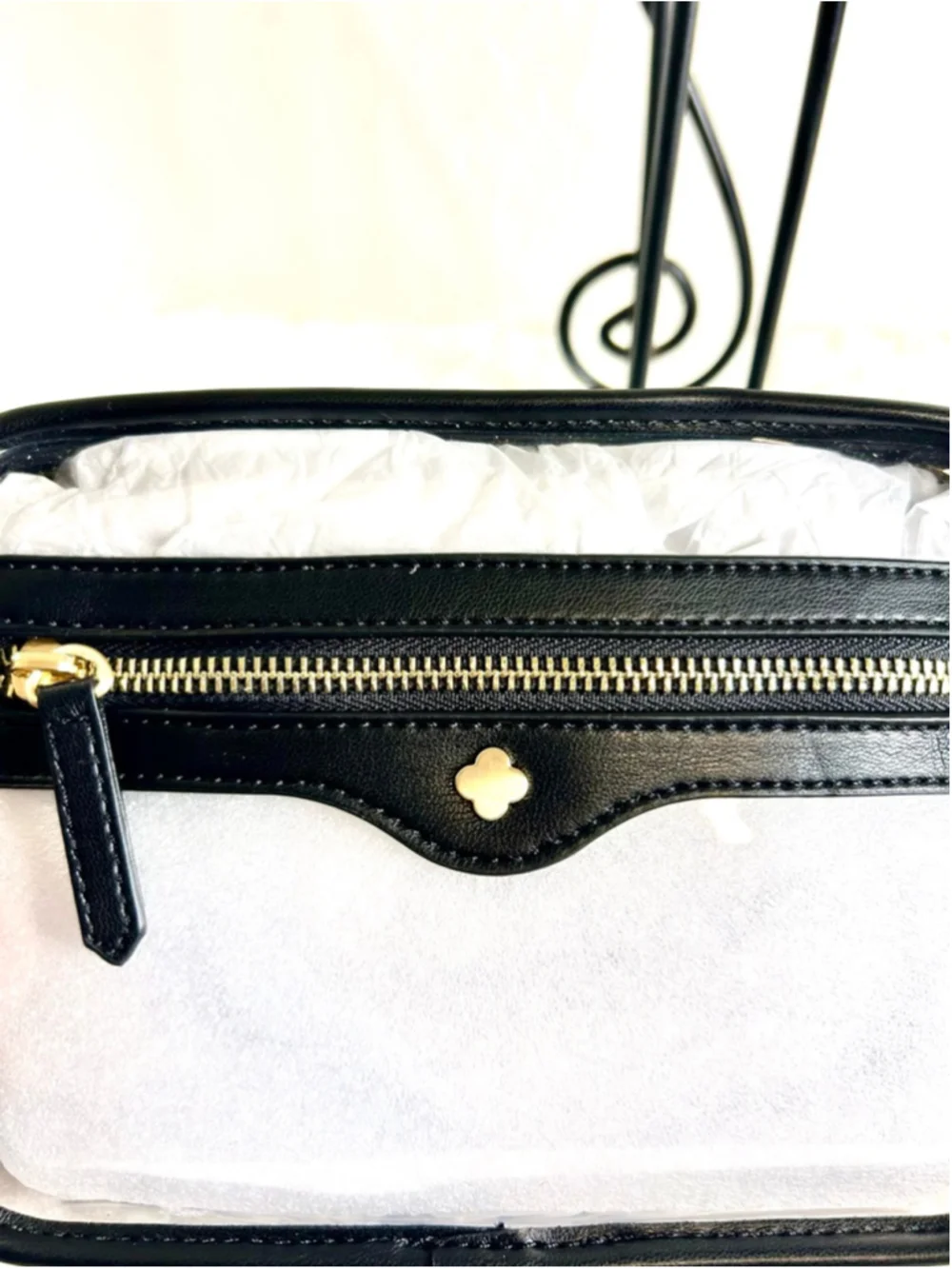 NWT Antonio Melani Clear Contrast Trim Camera Crossbody Bag.
